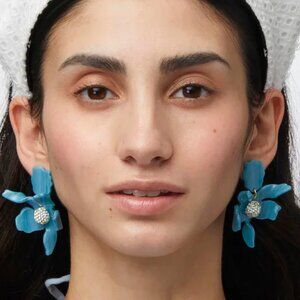 Small Crystal Lily Earrings ~ Azure